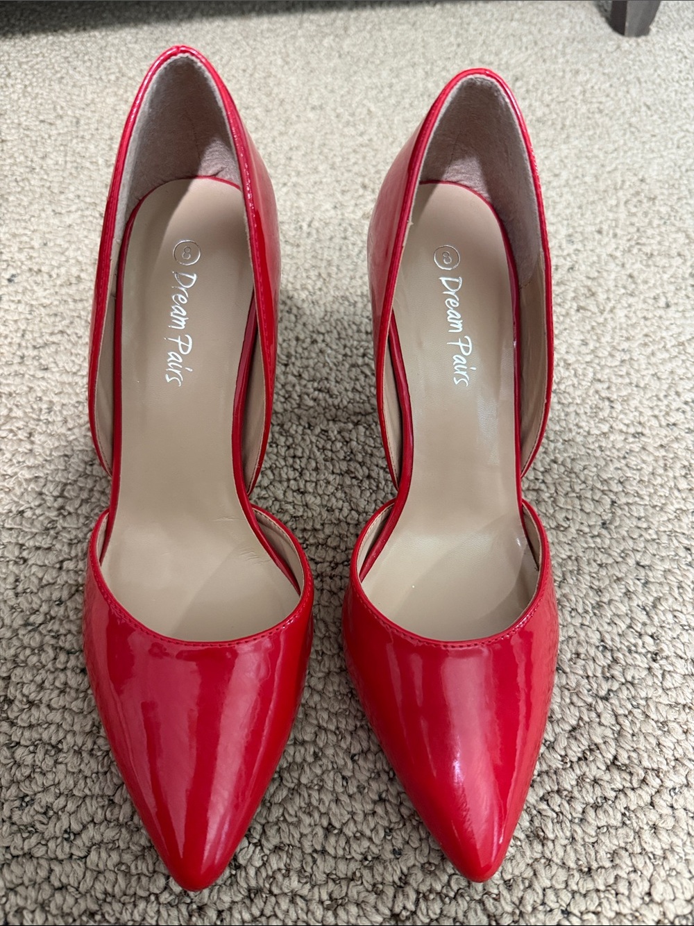 Dream Pairs Red Patent Pointed Toe D'Orsay Pumps